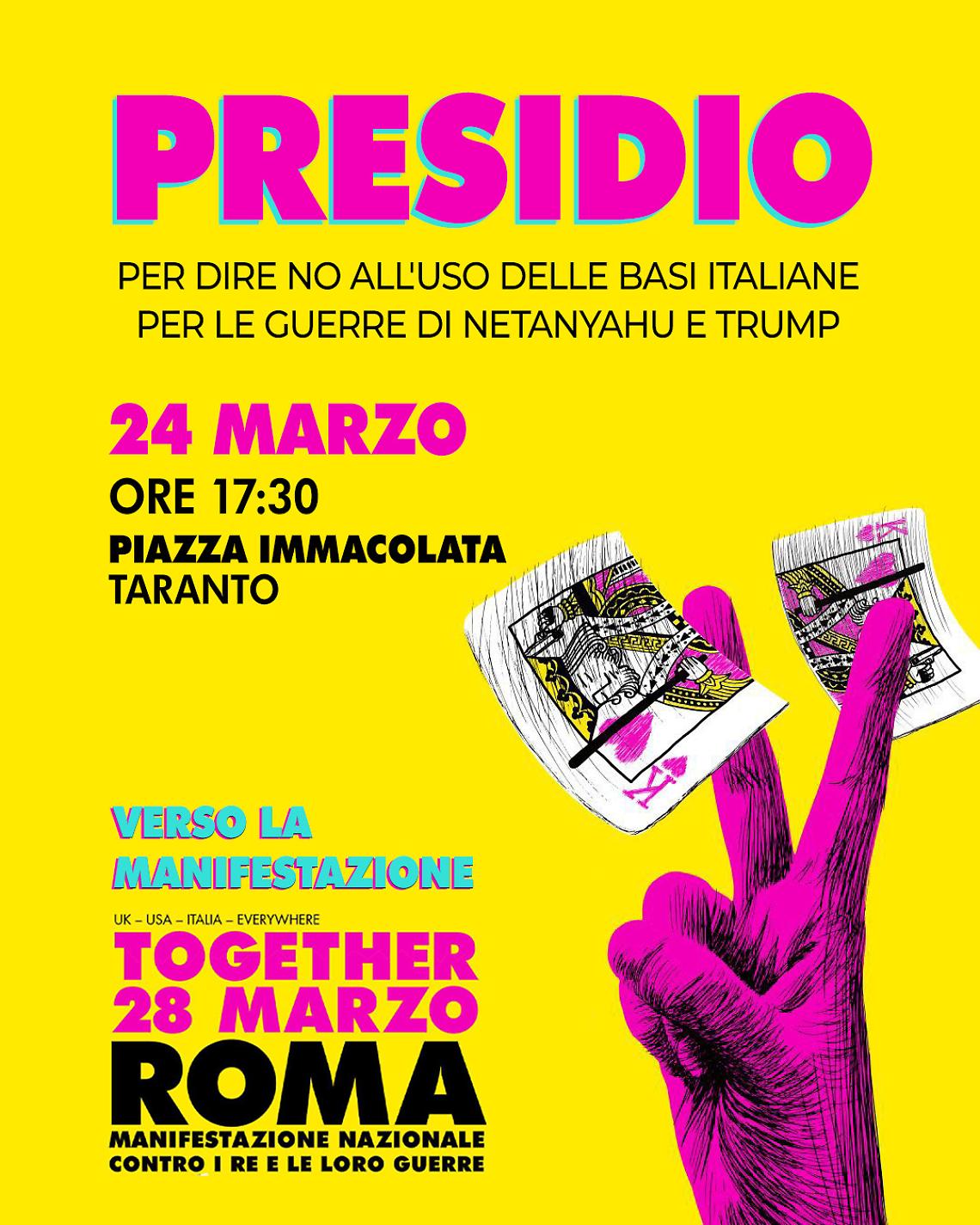 Presidio per la pace a Taranto, appuntamento in piazza Immacolata