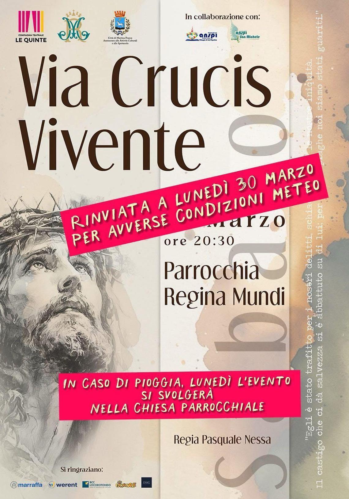 Maltempo, slitta la Via Crucis vivente
