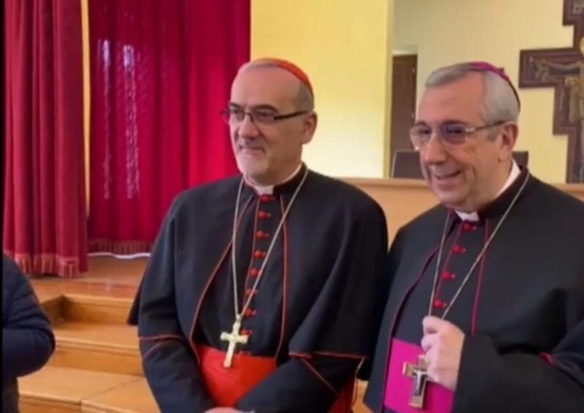 Il Patriarca di Gerusalemme Pierbattista Pizzaballa e l'arcivescovo di Bari Mons. Giuseppe Satriano