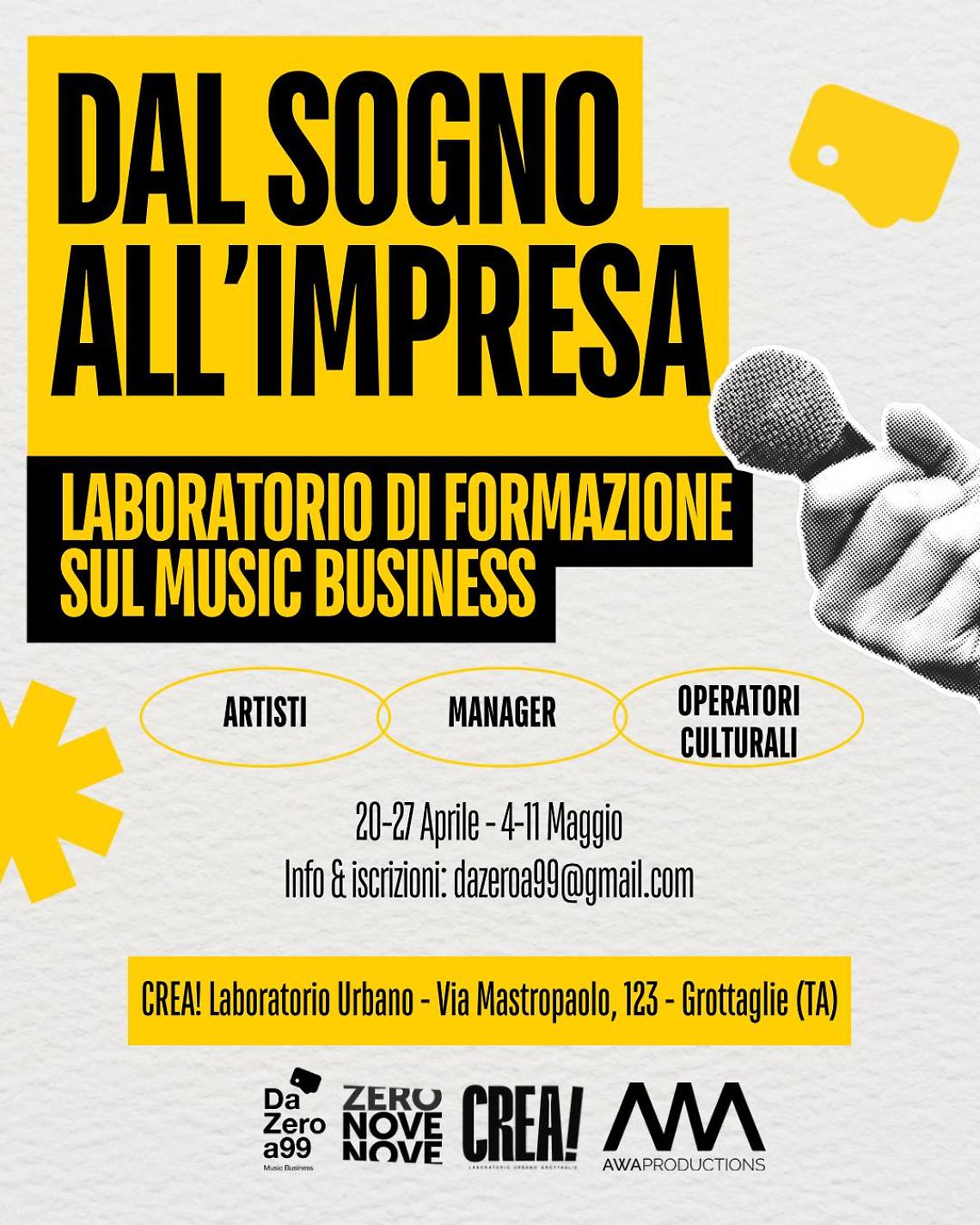 Grottaglie, nasce &ldquo;Da Zero a 99&rdquo;: laboratorio per trasformare il talento musicale in impresa