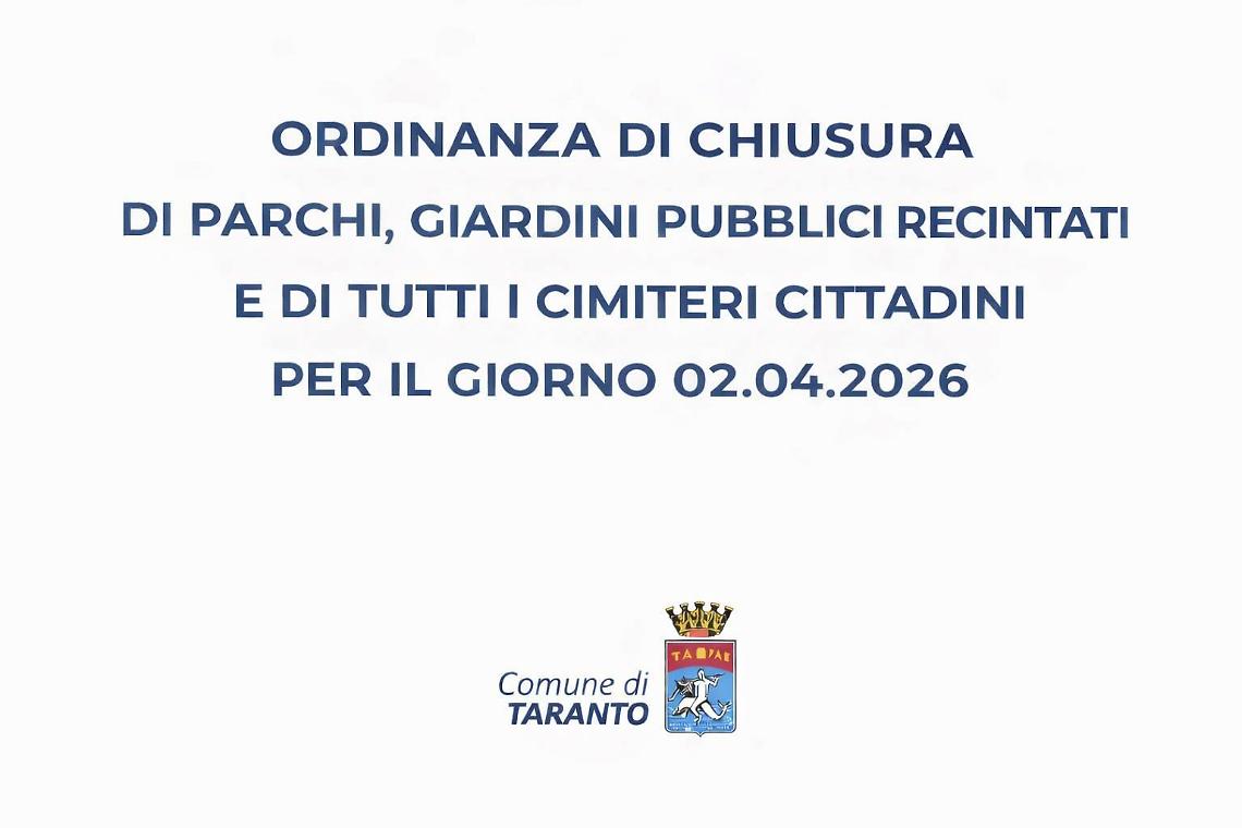 Maltempo, ordinanza del sindaco: chiusi parchi e cimiteri a Taranto