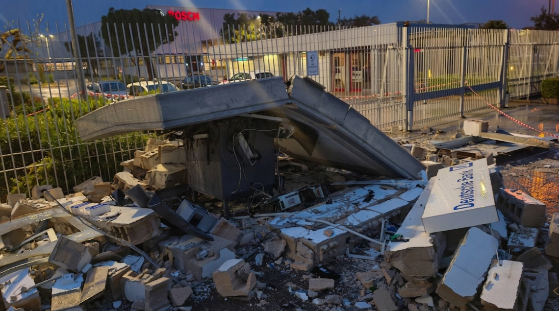 Modugno, esplode bancomat nella notte: colpo alla Deutsche Bank - foto di Bit - Live la nostra voce