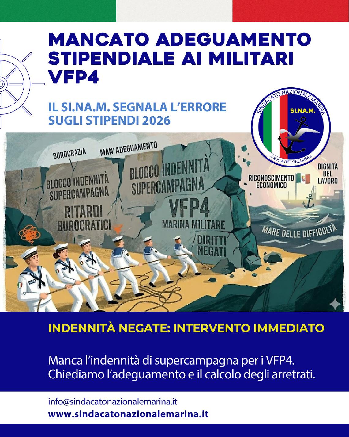 Marina, stipendi sotto quota per i VFP4: denuncia del sindacato