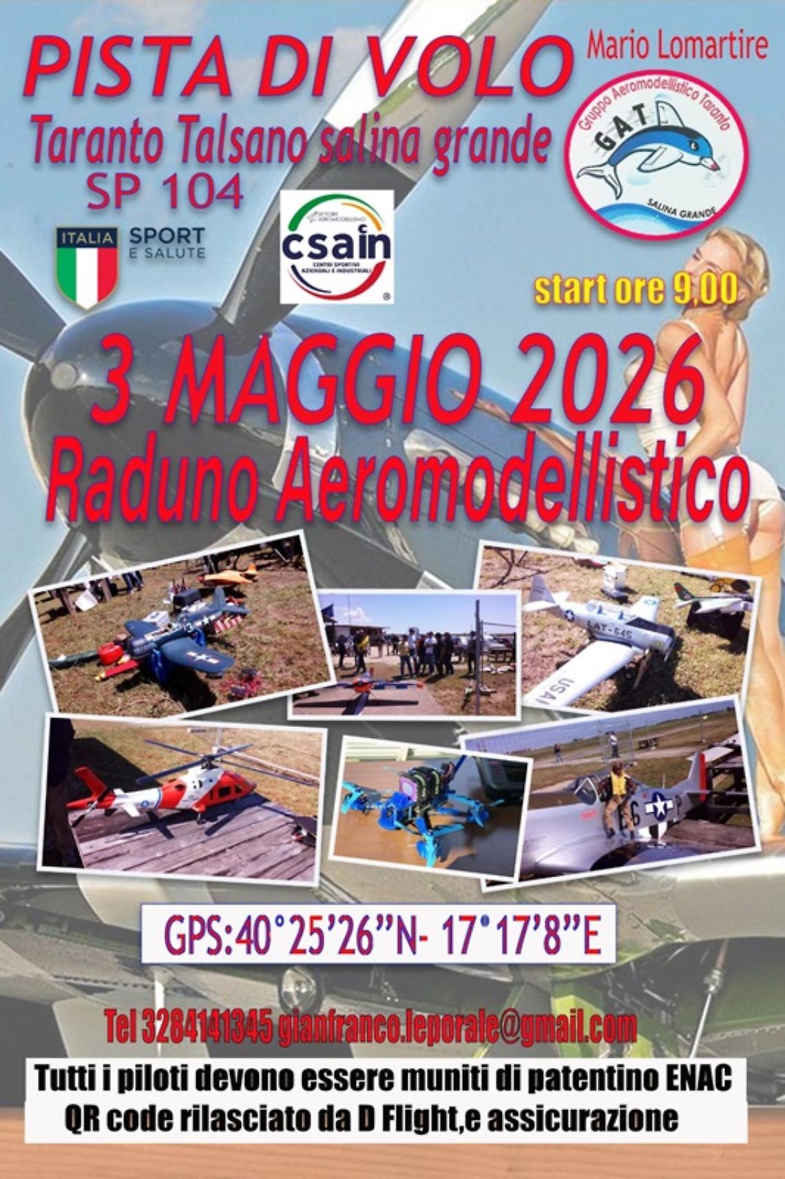 Aeromodellismo, a Taranto il raduno 2026 del GAT