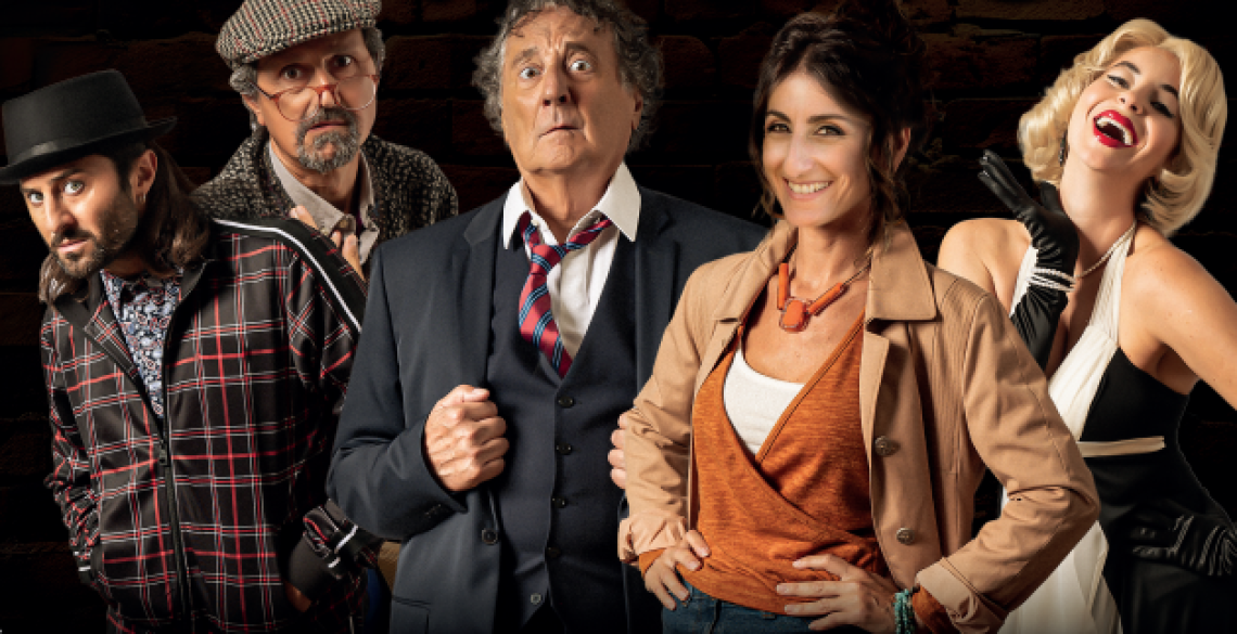 Enzo Iacchetti con il cast dello spettacolo "Buongiorno, Ministro!"