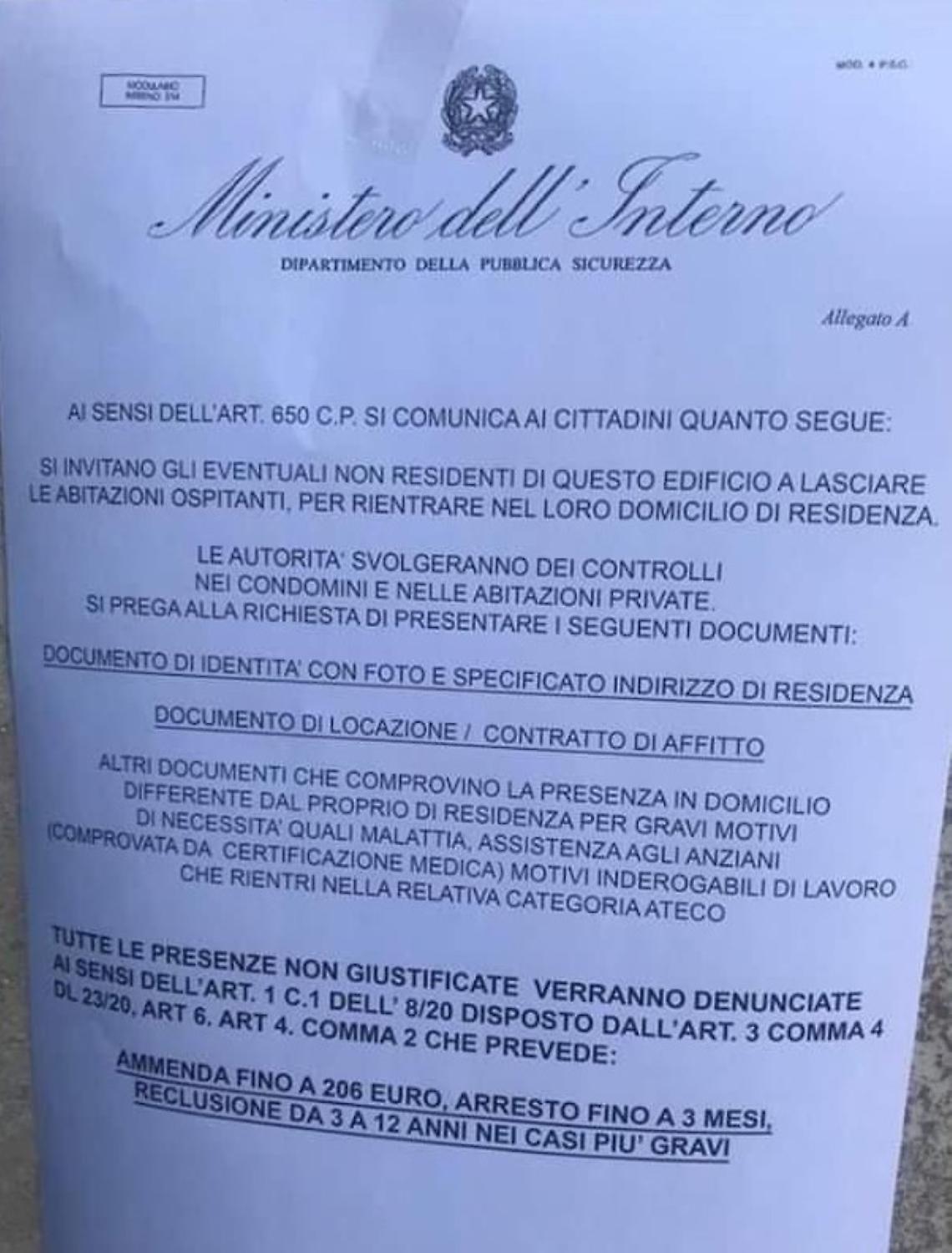 Volantino-truffa di un finto Ministero dell'Interno