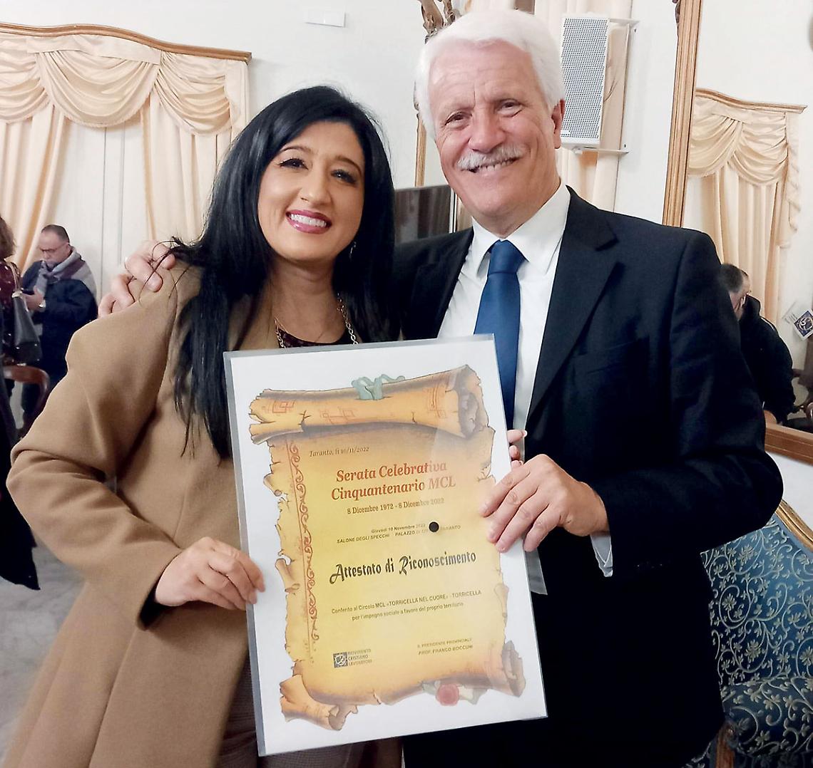 Grazia Pignatelli con il presidente nazionale Antonio Di Matteo
