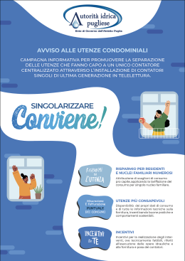 Contatori idrici, &ldquo;Singolarizzare conviene!&rdquo;, vantaggi e incentivi a chi aderisce
