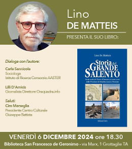 Lino De Matteis racconta la “Storia del Grande Salento” 