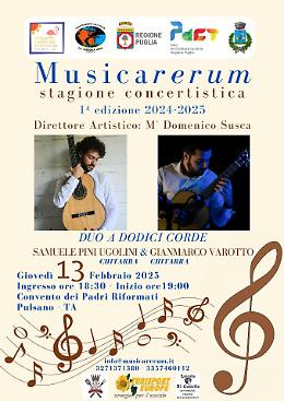 "Duo a dodici corde": torna Musicarerum a Pulsano  