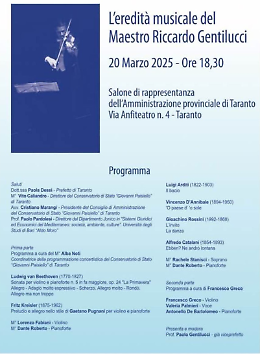 Taranto rende omaggio al Maestro Riccardo Gentilucci 