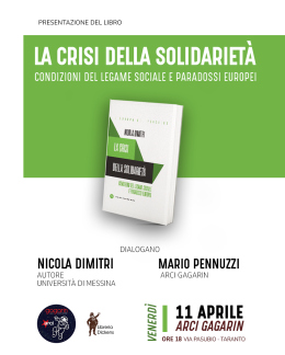 "La crisi della solidarietà": incontro con Nicola Dimitri