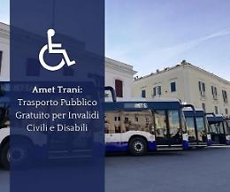 Trasporto gratuito per diversamente abili e invalidi civili: al via le richieste dei titoli di viaggio Amet