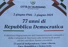 A Taurisano si celebra la Festa della Repubblica di due anni fa