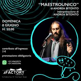 Andrea Bitonto in scena a La Factory: un professore in burnout svela l'Italia