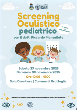 Screening oculistici gratuiti per i bambini, due giornate dedicate alla prevenzione visiva
