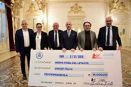 Alla Fiera del Levante solidarietà in primo piano: consegnato all’Unicef l’assegno da 25.000 euro