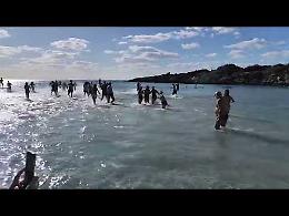 Il mare d&rsquo;inverno e il tuffo che unisce Taranto. Il video