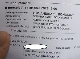 Una coronarografia urgente: appuntamento ad ottobre 2028