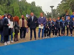 inaugurato il murale dedicato alla lotta greco-romana: arte e sport per la citt&agrave;. Le foto