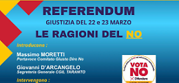 Referendum sulla giustizia, incontro pubblico per sostenere il No