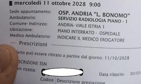 La prenotazione ad ottobre 2028