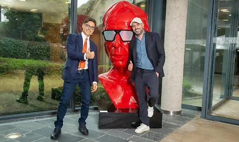 Piersilvio Berlusconi e Checco Zalone - foto AdnKronos