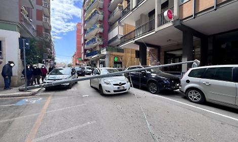 Barletta, palo della luce crolla su un&rsquo;auto in corsa - foto di Ruggiero Di Benedetto
