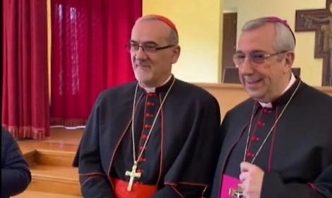 Il Patriarca di Gerusalemme Pierbattista Pizzaballa e l'arcivescovo di Bari Mons. Giuseppe Satriano