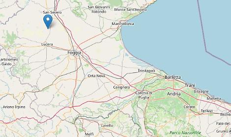La scossa di terremoto con epicentro Lucera