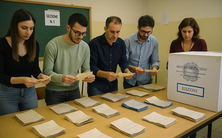 Lo spoglio in un seggio elettorale - foto creata con Ai