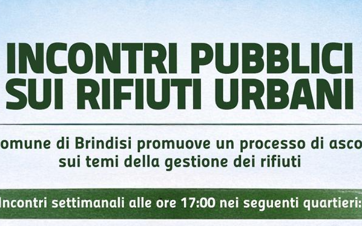 Rifiuti urbani, incontro con i cittadini nei quartieri di Brindisi