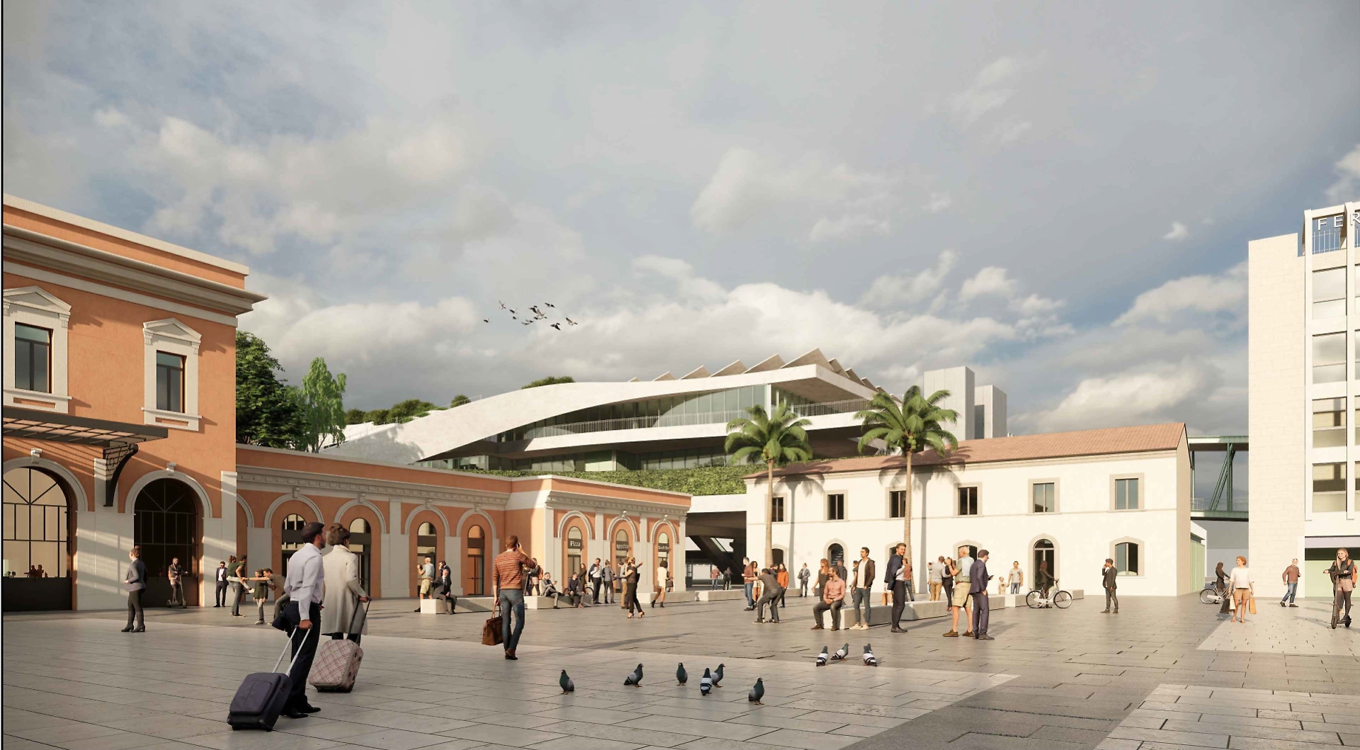 La piazza esterna alla Stazione ferroviaria di Bari Centrale