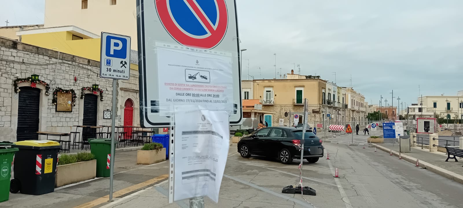 I lavori sul Lungomare di Santo Spirito a Bari