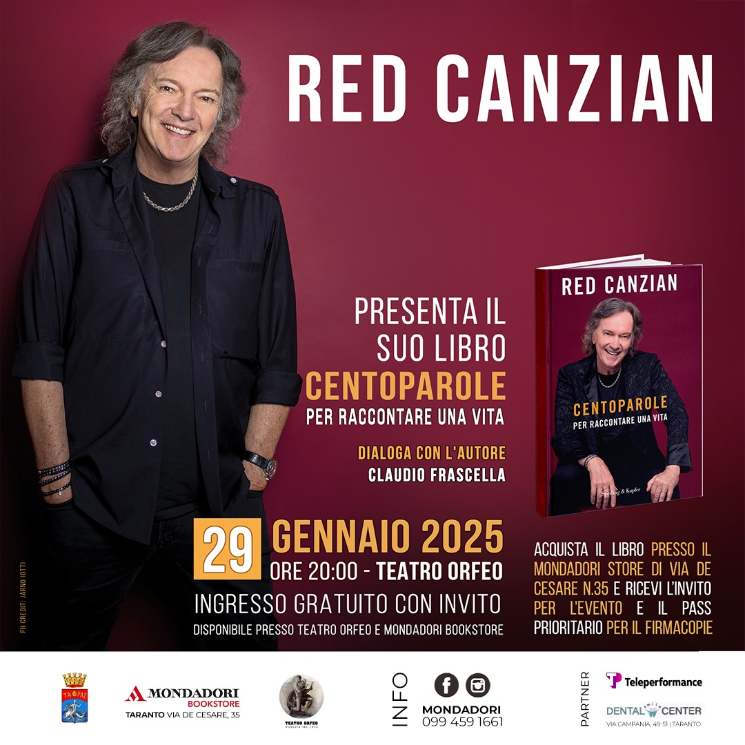 Red Canzian a Taranto per presentare "Centoparole"
